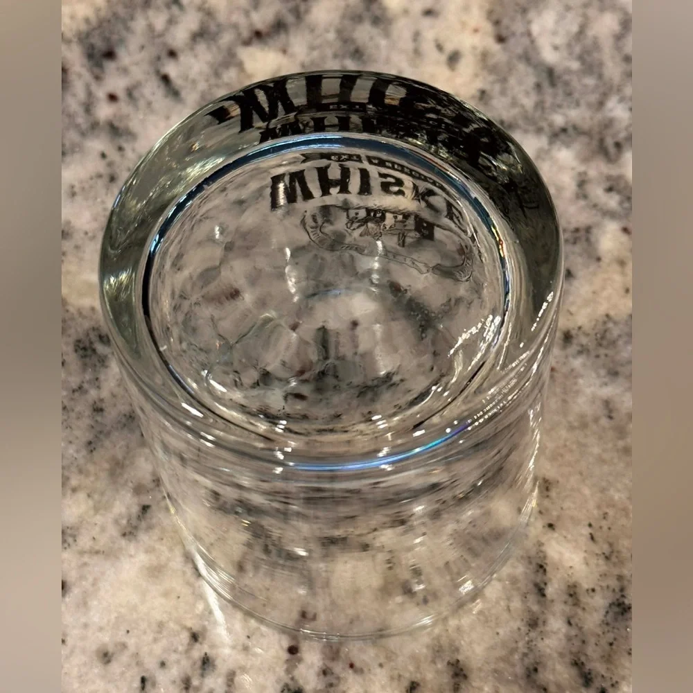 Whiskey Glass with Black Print 4x3 in
